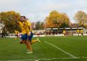 Zane Banton and Mitchell Weiss (left) combined for the latter to score against Kidderminster Harriers.