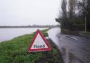 Flooding road stock image.