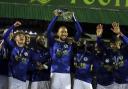 St Albans City skipper Dan Bowry lifts the Herts Senior Challenge Cup. Picture: PETER SHORT