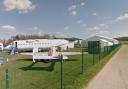 Outdoor display and marquee at de Havilland Aircraft Museum.