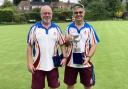 Nick Muir and John Osborn after winning the district pairs. Picture: CHRIS LINFIELD/SADBA