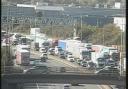 M25 traffic approaching the scene this afternoon.