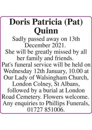 Doris Patricia (Pat) Quinn