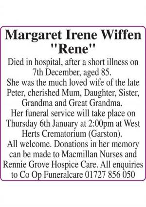 Margaret Irene Wiffen