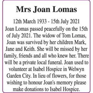 Mrs Joan Lomas