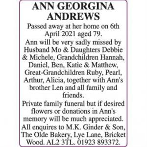 ANDREWS, ANN GEORGINA