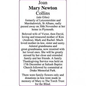 JOAN MARY NEWTON COLLINS