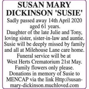 SUSAN MARY DICKINSON 
SUSIE