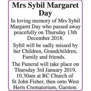 Mrs Sybil Margaret Day