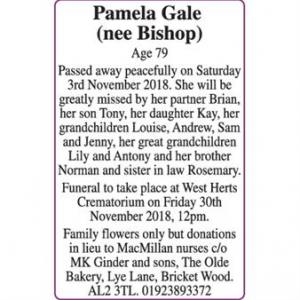 Pamela Gale (nee Bishop)