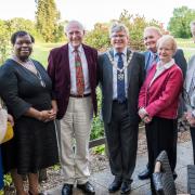 Mayor Cllr Jamie Day, deputy mayor Cllr Jenni Murray with chairman Terry Turner and committee members