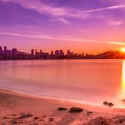 The beautiful sunset over Benidorm