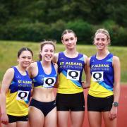 St Albans Athletics Club's 4x400m relay squad, including Phoebe Gill (second from right). Picture: WILL BOWRAN