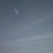 A meteor streaks across the skies of St Albans in the early hours of August 13