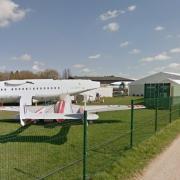 Outdoor display and marquee at de Havilland Aircraft Museum.