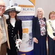 Talking newspaper chair Rob Pearman with High Sheriff Annie Brewster and St Albans and Harpenden mayors