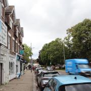 Parking restrictions on the High Street in Harpenden.