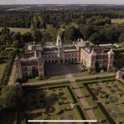 Aerial view of Hatfield House, built in 1611 by Robert Cecil, which can be seen in Channel 5 documentary Hatfield House: A Royal Residence