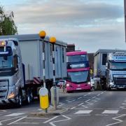 Traffic on the High Street,was brought to a stop as two travelling houses attempted to pass through the town.