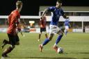 Louie Theophanus drives into the Eastbourne penalty area. Picture: Leigh Page