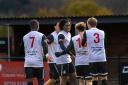 Declan Phillips is congratulated after scoring Kings' equaliser