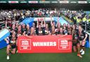 Old Albanian ladies celebrate their win at Twickenham. Picture: SPORTSBEAT