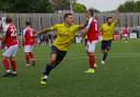 Josh Castiglione celebrates his first goal for St Albans City. Picture: JIM STANDEN