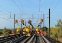 Engineers upgrading overhead lines