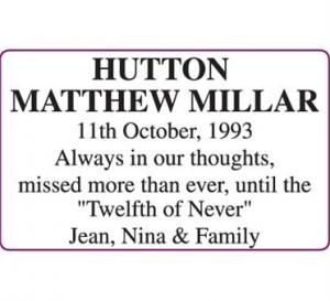 MATTHEW MILLAR HUTTON