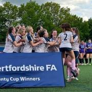 Oaklands Wolves U18 girls celebrate their county cup success. Picture: OAKLANDS WOLVES