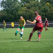 Rebecca McShane has a shot for Harpenden Town against Thetford. Picture: HTFC