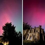 St Albans Cathedral lit up by the Aurora Borealis last night.