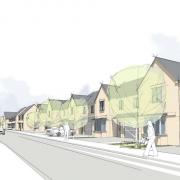 A street scene sketch as part of proposals for up to 391 homes in Chiswell Green, St Albans