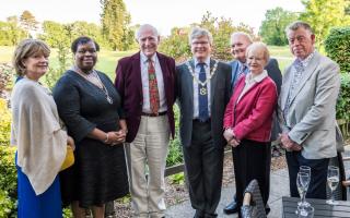 Mayor Cllr Jamie Day, deputy mayor Cllr Jenni Murray with chairman Terry Turner and committee members