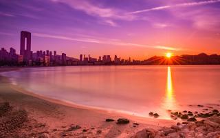 The beautiful sunset over Benidorm